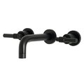 Kingston Brass KS8120ML Milano 2-Handle 8" Wall Mount Bathroom Faucet, Matte Black KS8120ML